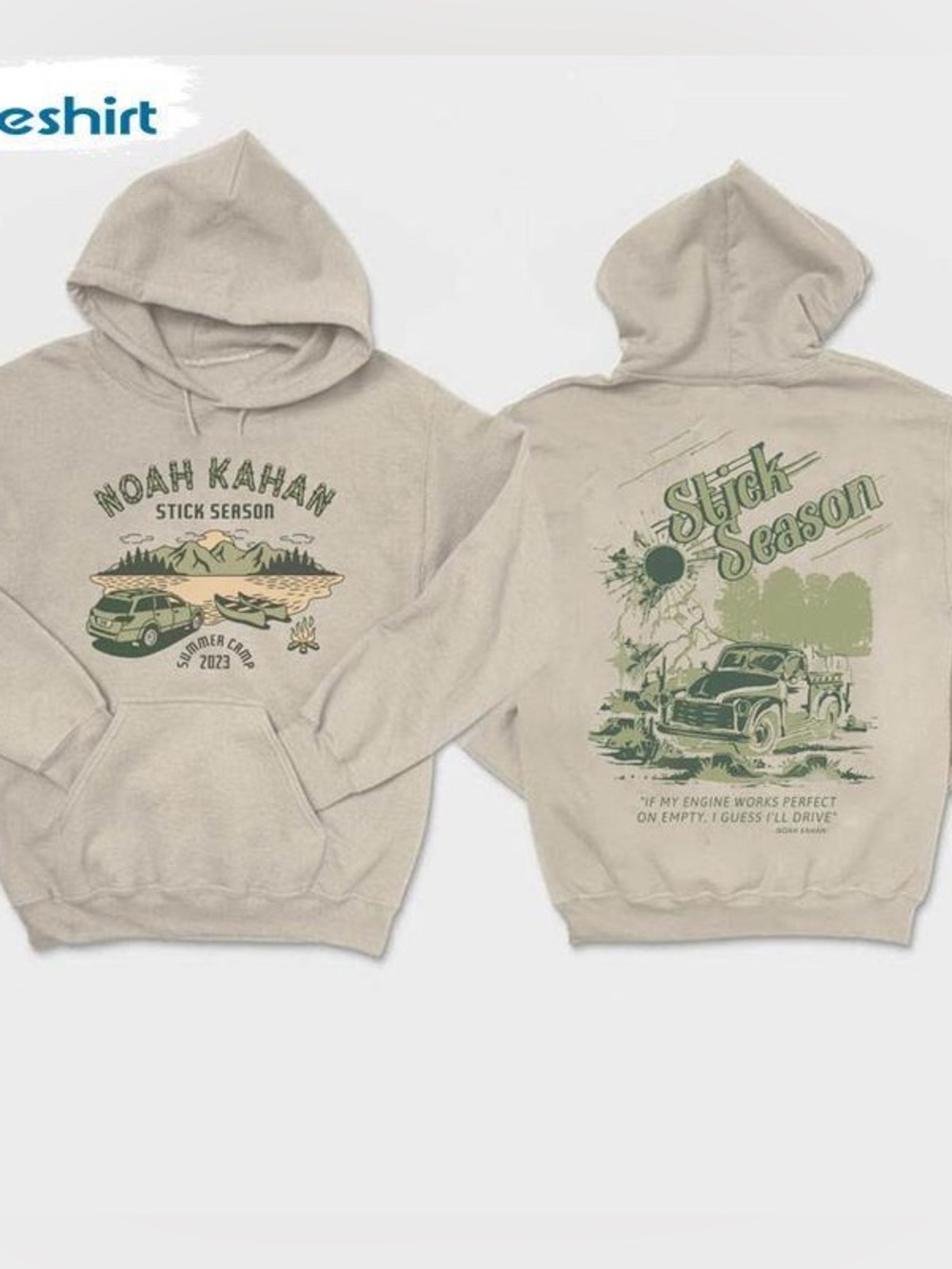 Noah Kahan Short Sleeve Hoodie — cream